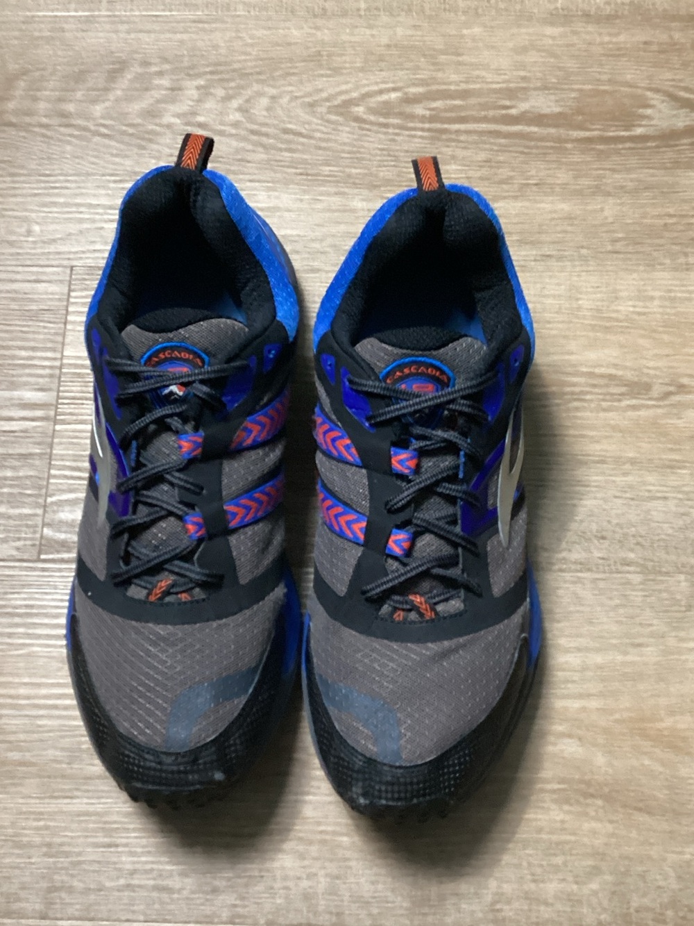 Brooks Cascadia 12 Gray and Blue Trail Sneakers W/ Orange Accents Men’s Size 13